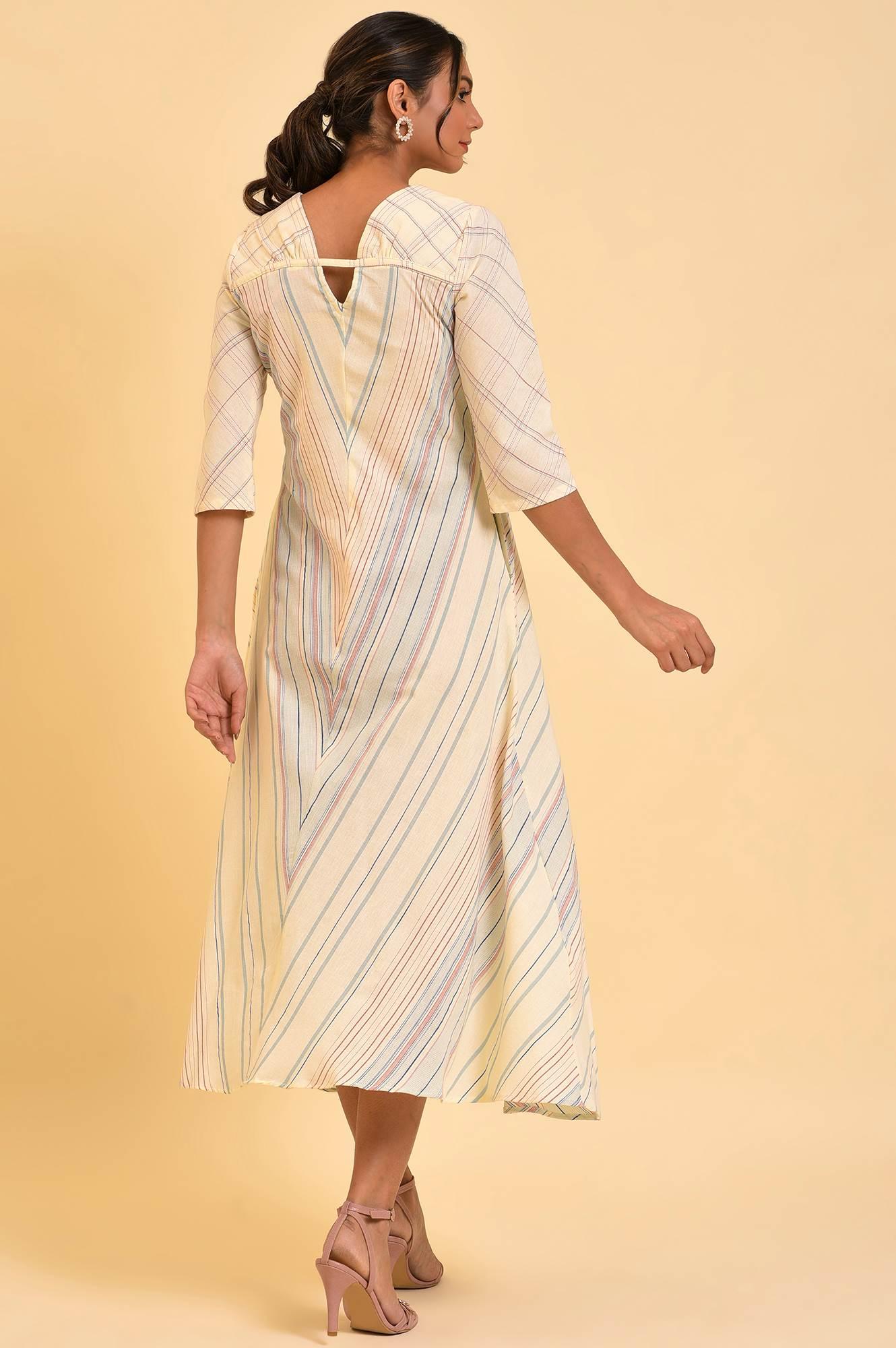 W for Woman Ecru Summer Maxi Dress With Stylized Back | Grocsy