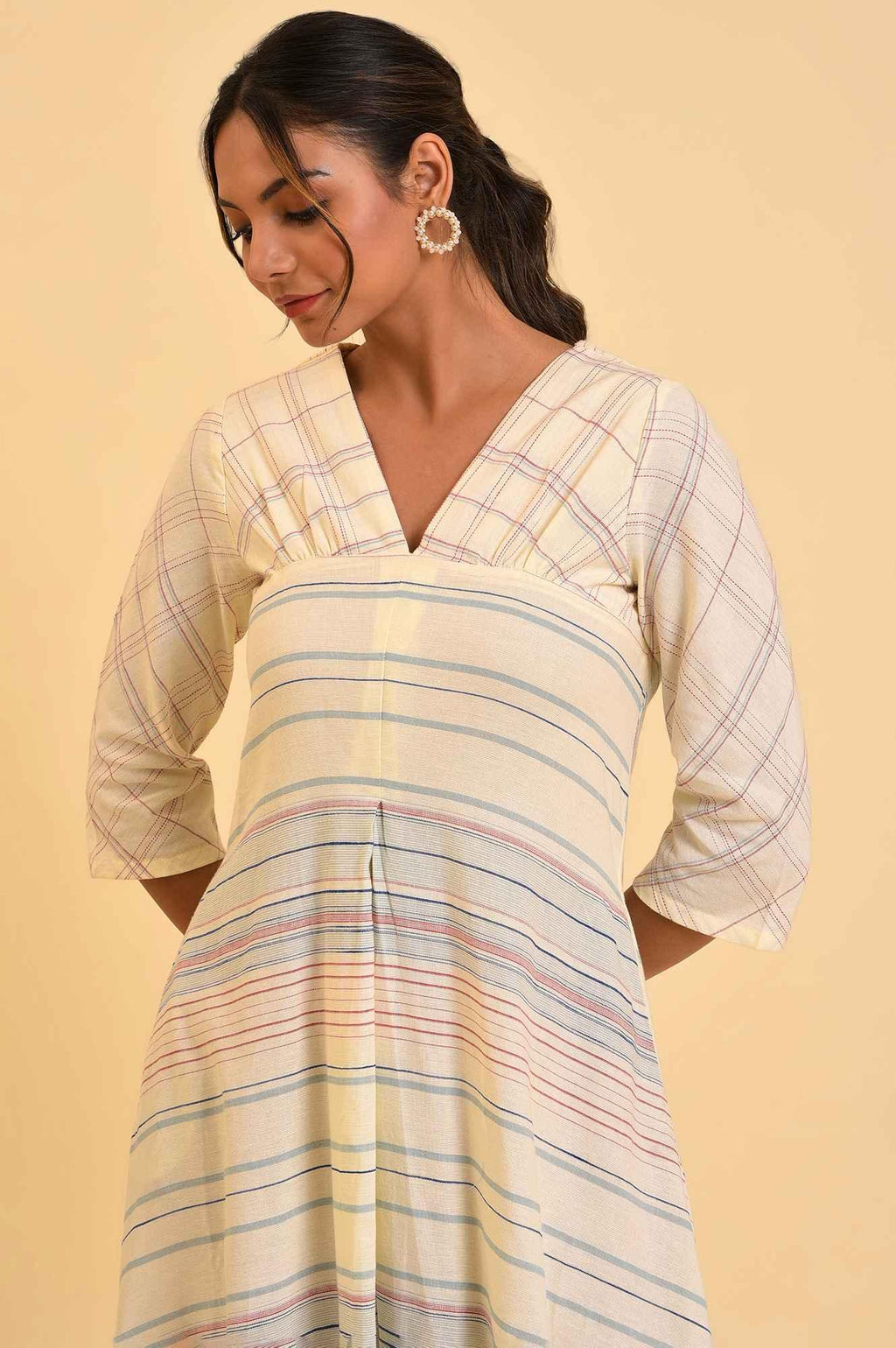 W for Woman Ecru Summer Maxi Dress With Stylized Back | Grocsy