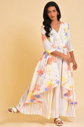 W for Woman Ecru Print Mix Jumpsuit | Grocsy