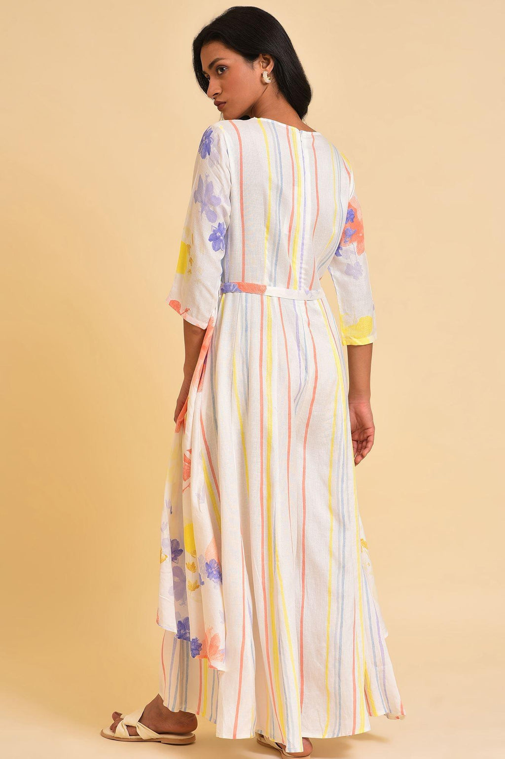 W for Woman Ecru Print Mix Jumpsuit | Grocsy