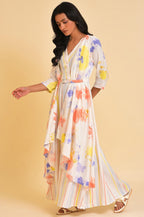 W for Woman Ecru Print Mix Jumpsuit | Grocsy