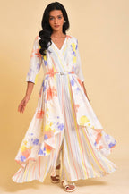 W for Woman Ecru Print Mix Jumpsuit | Grocsy