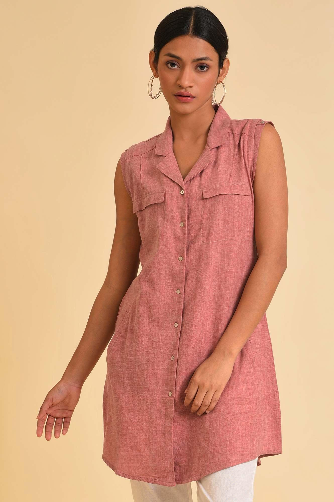 W for Woman Pink Western Tunic With Embroidery | Grocsy