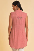 W for Woman Pink Western Tunic With Embroidery | Grocsy
