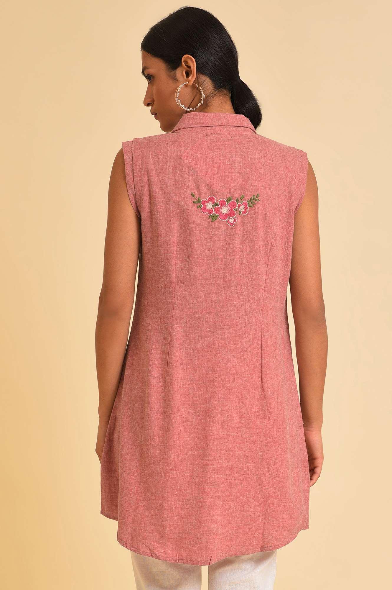 W for Woman Pink Western Tunic With Embroidery | Grocsy
