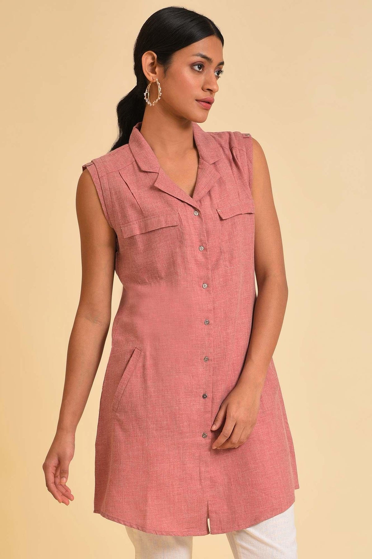 W for Woman Pink Western Tunic With Embroidery | Grocsy