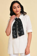 W for Woman White Seer Sucket Top With Detachable Scarf | Grocsy