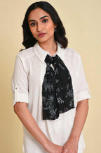 W for Woman White Seer Sucket Top With Detachable Scarf | Grocsy