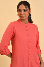 W for Woman Peach Button Down Western Top | Grocsy