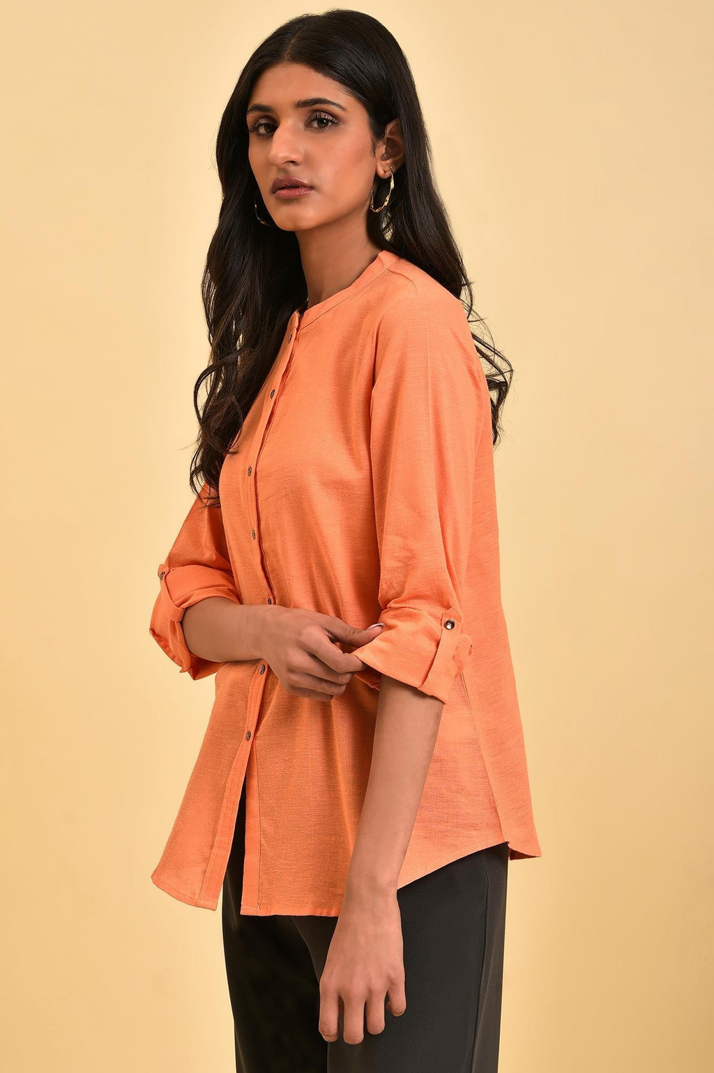 W for Woman Pink Button Down Western Top | Grocsy