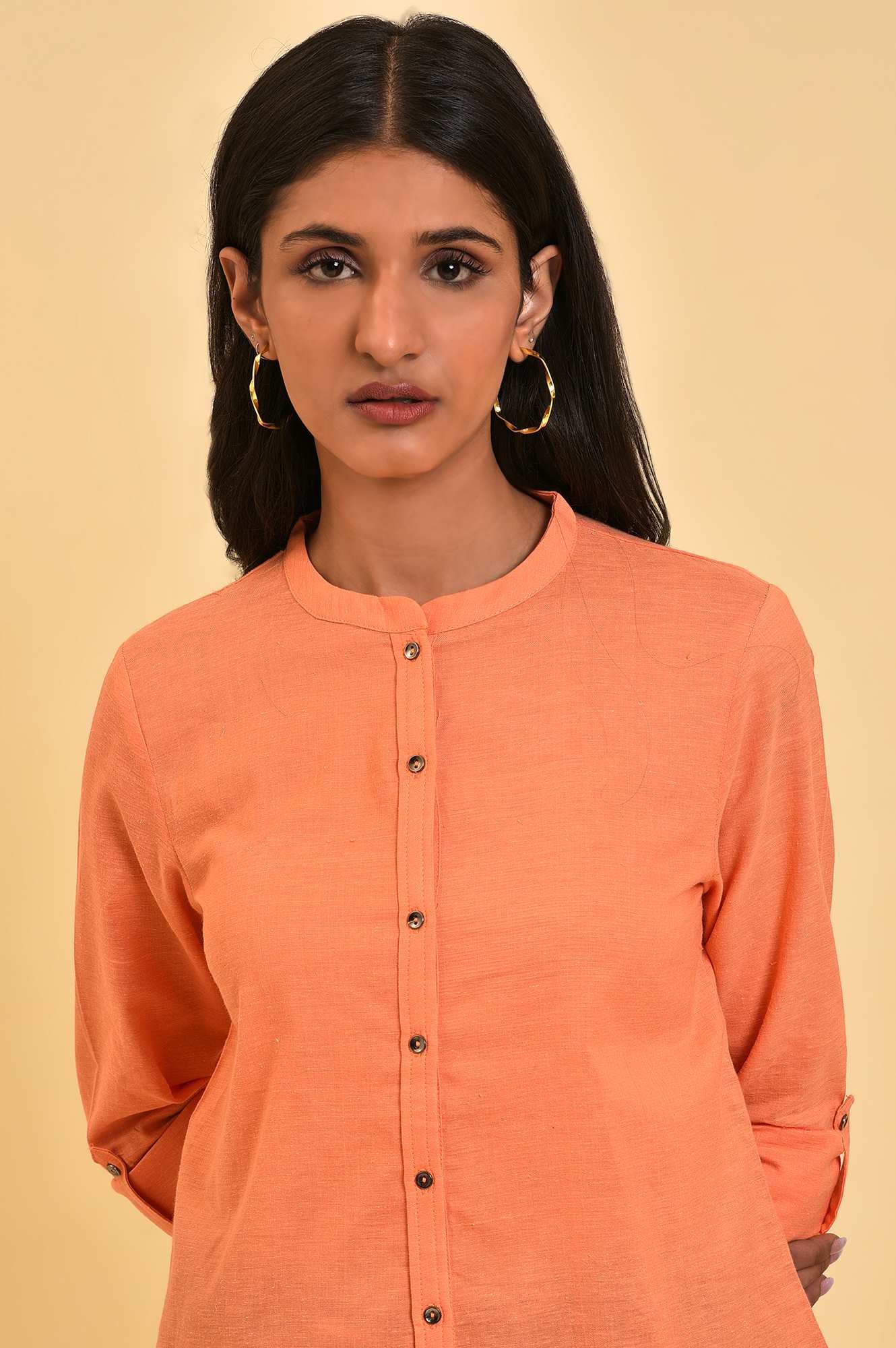 W for Woman Pink Button Down Western Top | Grocsy