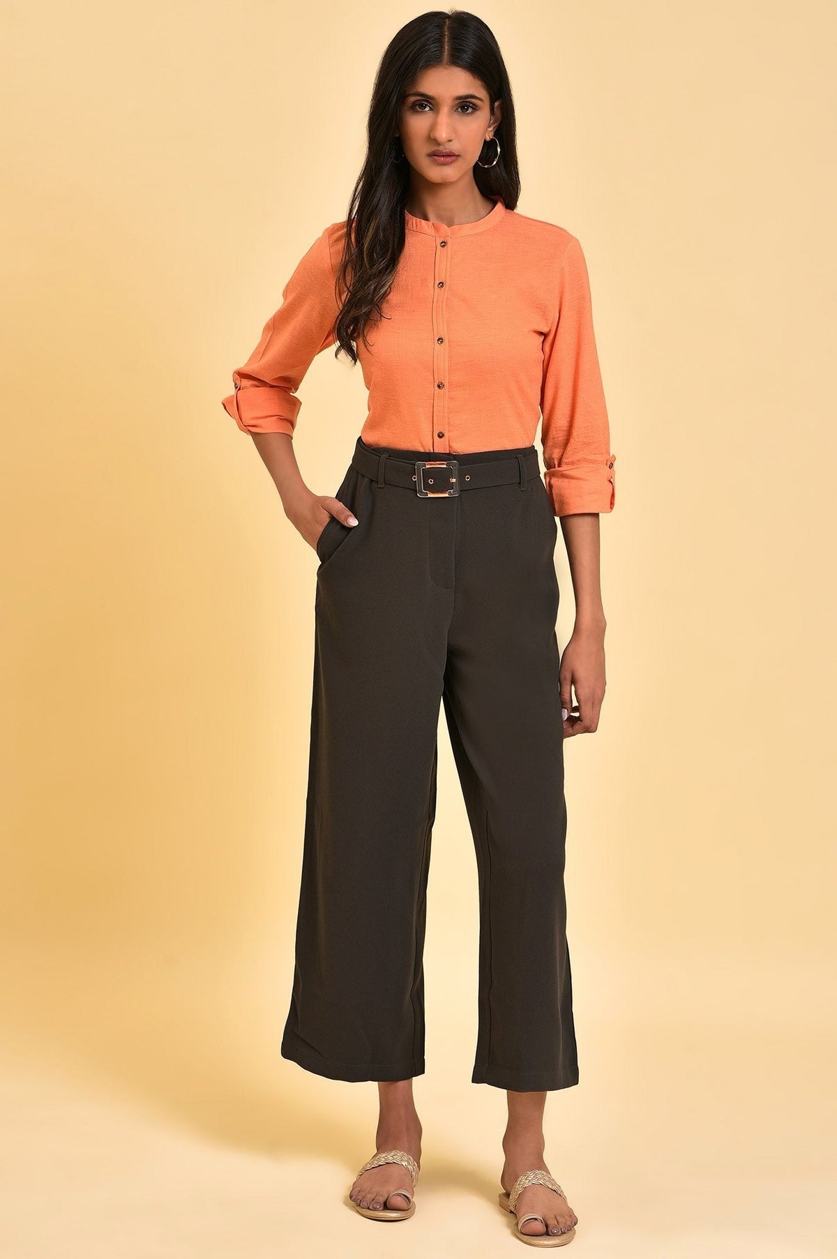 W for Woman Pink Button Down Western Top | Grocsy