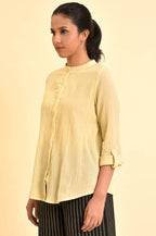 W for Woman Yellow Mandarin Collar Top | Grocsy