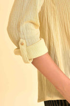W for Woman Yellow Mandarin Collar Top | Grocsy