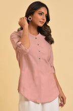 W for Woman Pink Cotton Flax Top | Grocsy