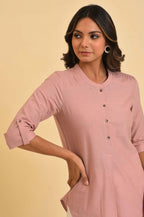 W for Woman Pink Cotton Flax Top | Grocsy