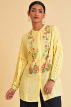 W for Woman Yellow Floral Printed Top | Grocsy