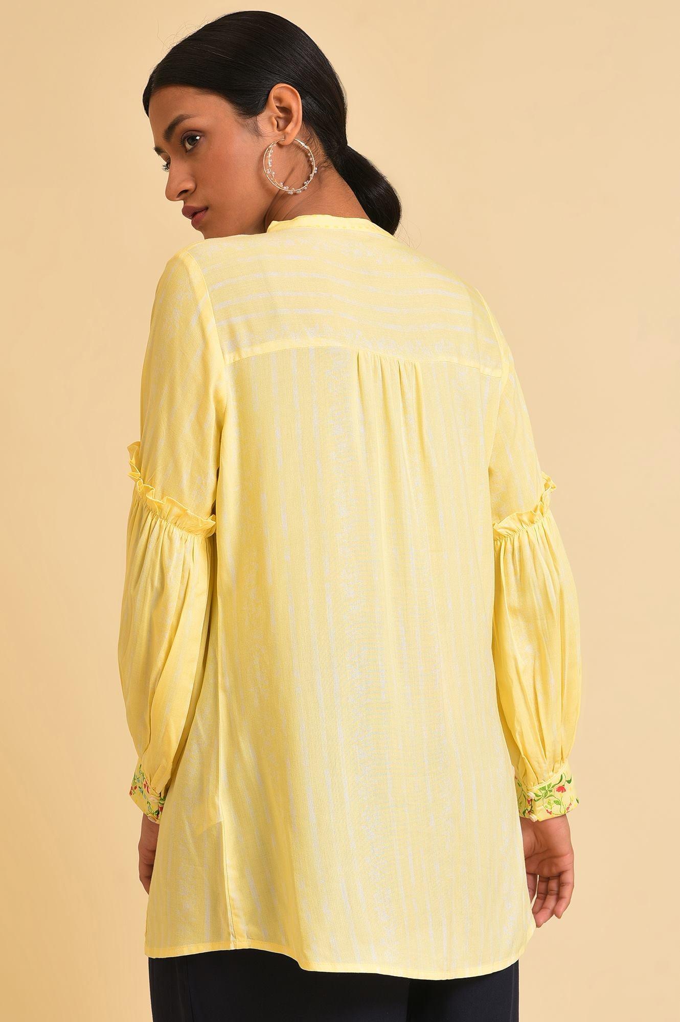 W for Woman Yellow Floral Printed Top | Grocsy