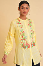 W for Woman Yellow Floral Printed Top | Grocsy