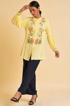 W for Woman Yellow Floral Printed Top | Grocsy