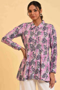 W for Woman Purple Floral Printed Flared Top | Grocsy