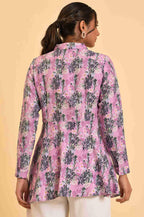 W for Woman Purple Floral Printed Flared Top | Grocsy