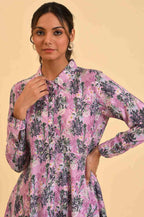 W for Woman Purple Floral Printed Flared Top | Grocsy