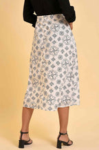 W for Woman Ecru Printed Schiffli Skirt | Grocsy