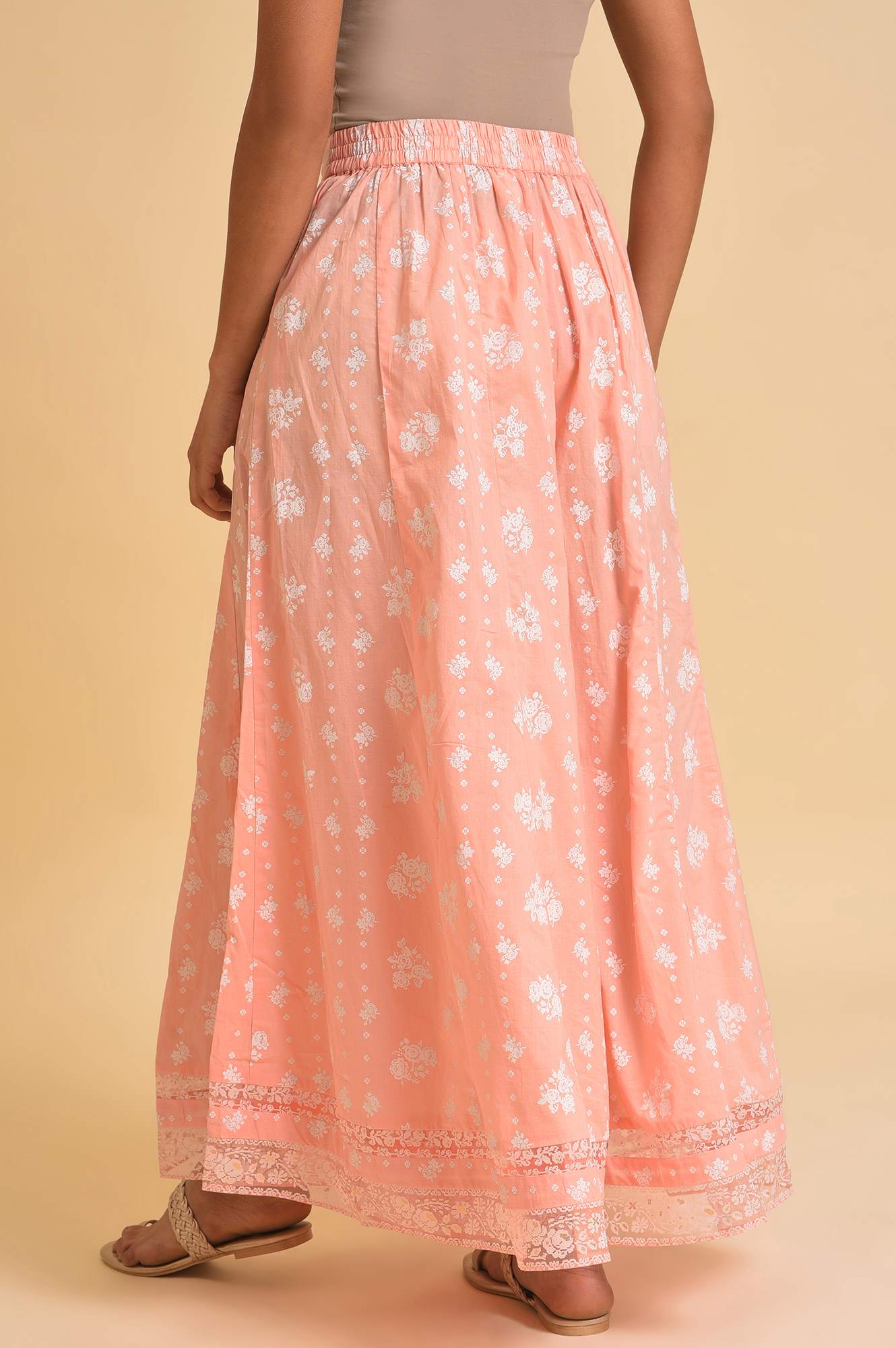 W for Woman Green Printed Festive Culottes | Grocsy