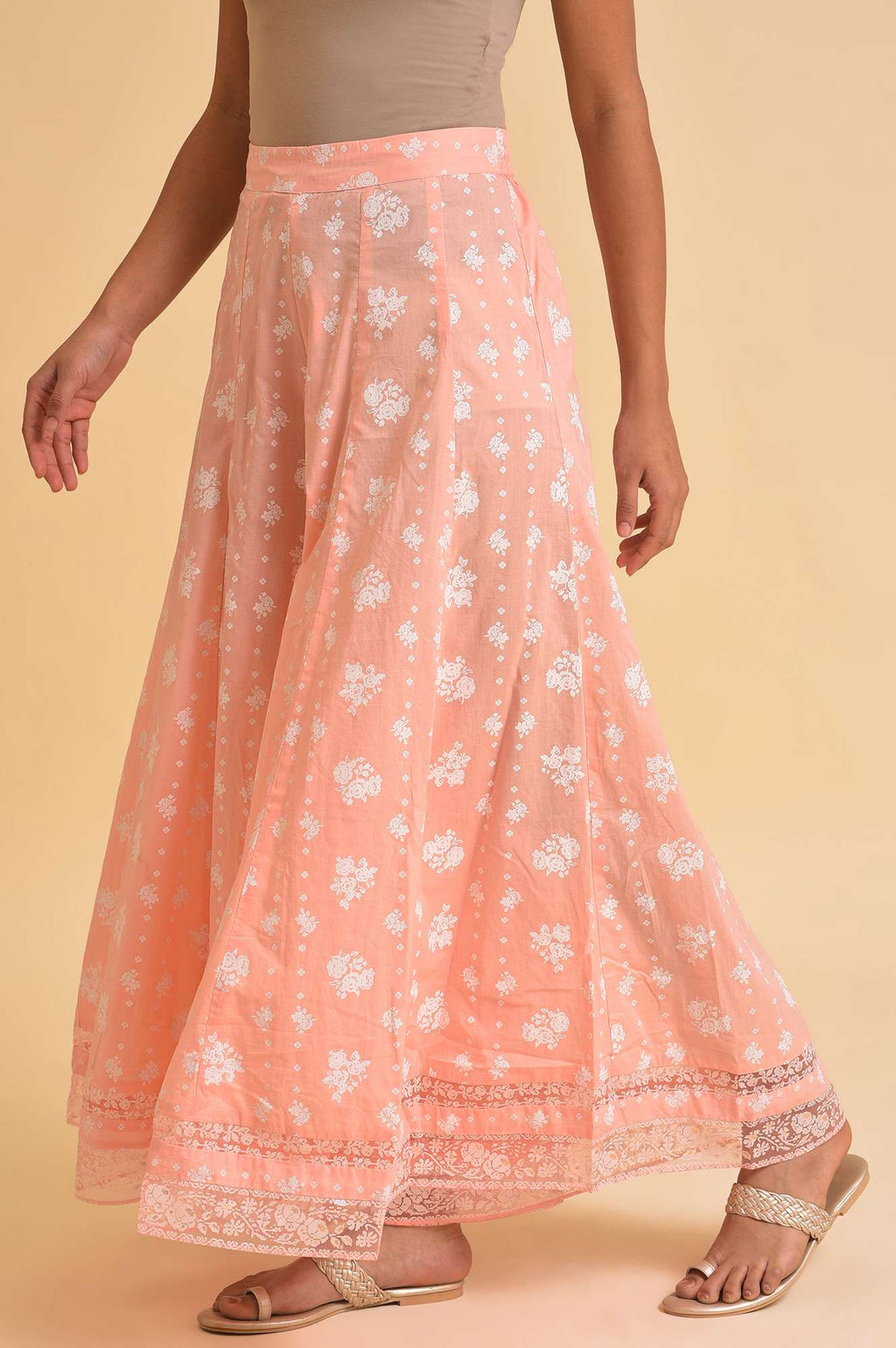 W for Woman Green Printed Festive Culottes | Grocsy