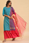 W for Woman Pink Organza Festive Dupatta | Grocsy