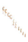 W for Woman White & Gold Work-Wear Hoop Earrings Combo Set | Grocsy