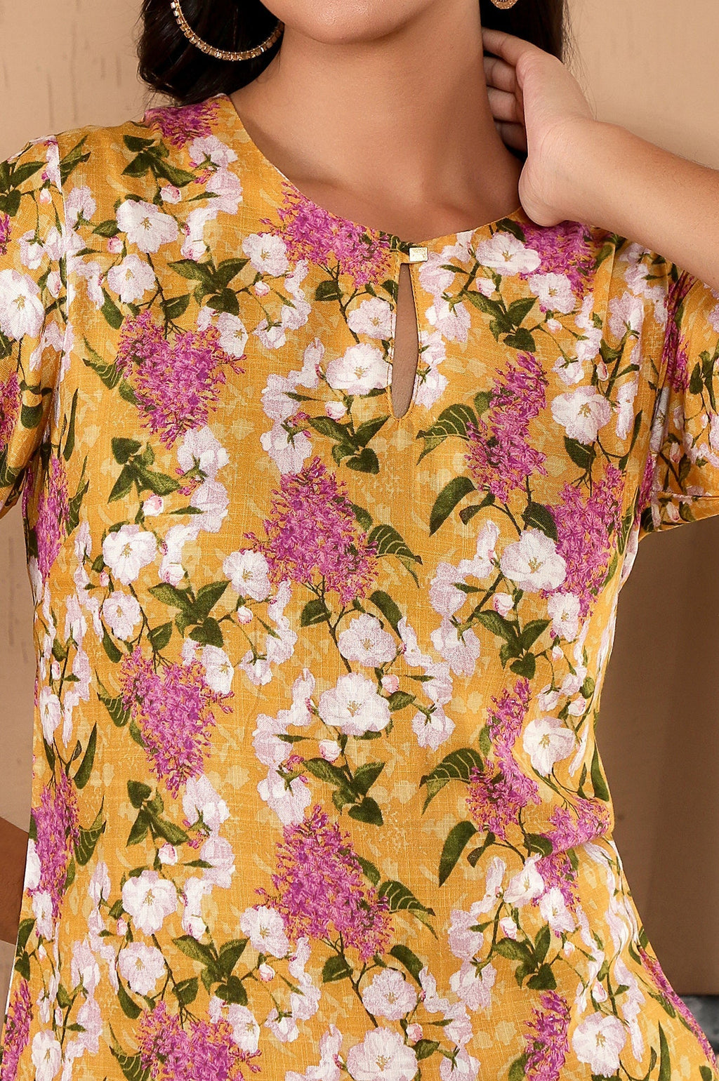 W for Woman Yellow Floral Printed Kurta, Pants and Dupatta Set | Grocsy