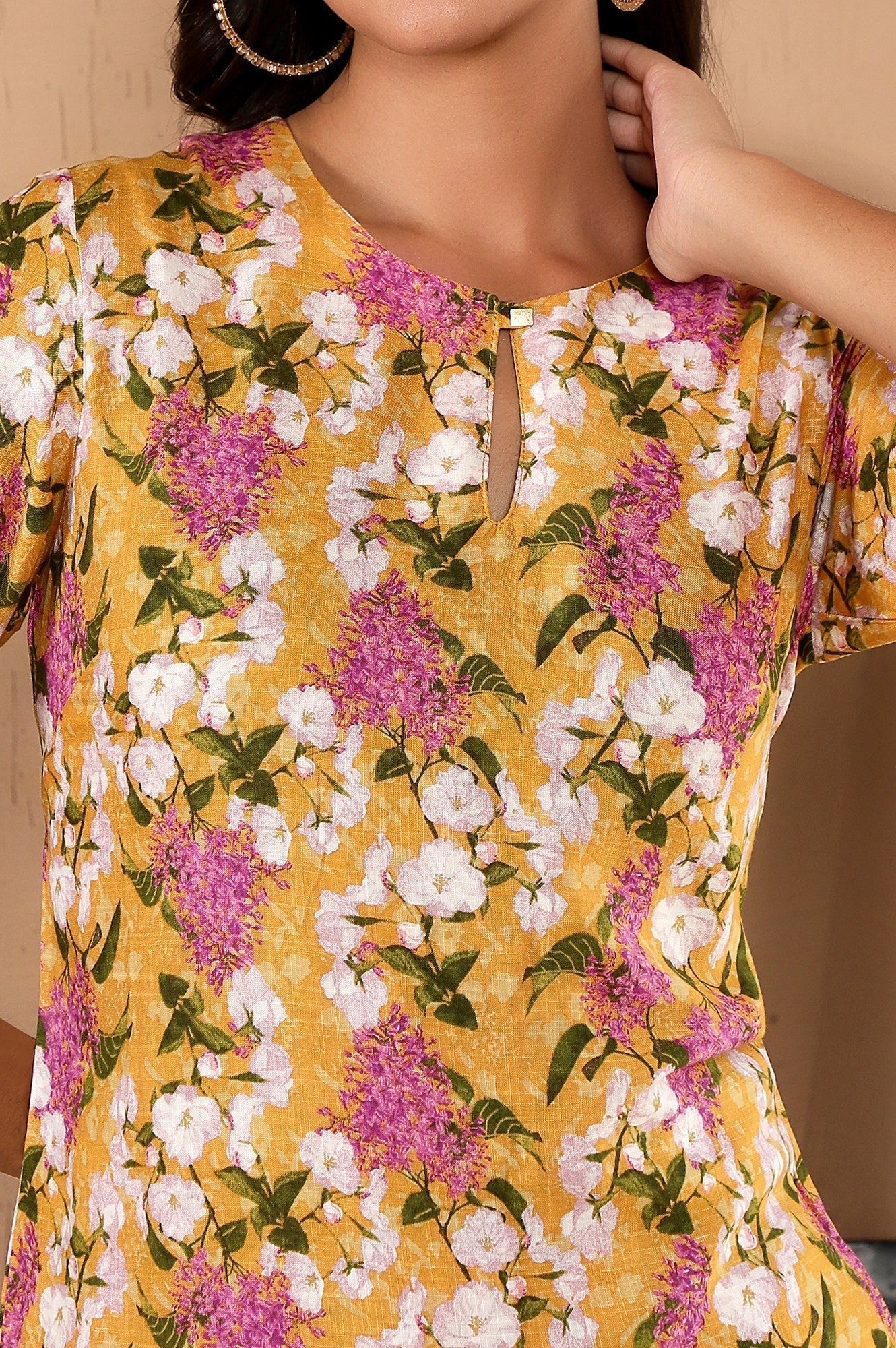 W for Woman Yellow Floral Printed Kurta, Pants and Dupatta Set | Grocsy