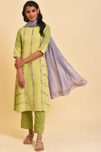 W for Woman Green Floral Printed kurta Set | Grocsy