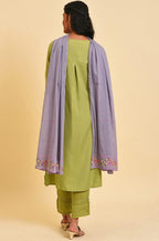W for Woman Green Floral Printed kurta Set | Grocsy