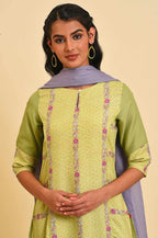 W for Woman Green Floral Printed kurta Set | Grocsy