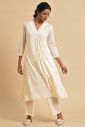 W for Woman Ecru Anaar Print kurta Set With Inner | Grocsy