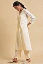 W for Woman Ecru Anaar Print kurta Set With Inner | Grocsy