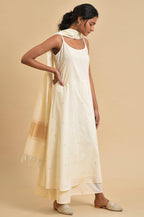 W for Woman Ecru Slip kurta Set With Inner | Grocsy
