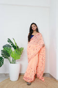 Vamsee Era Peach Georgette Saree | Grocsy