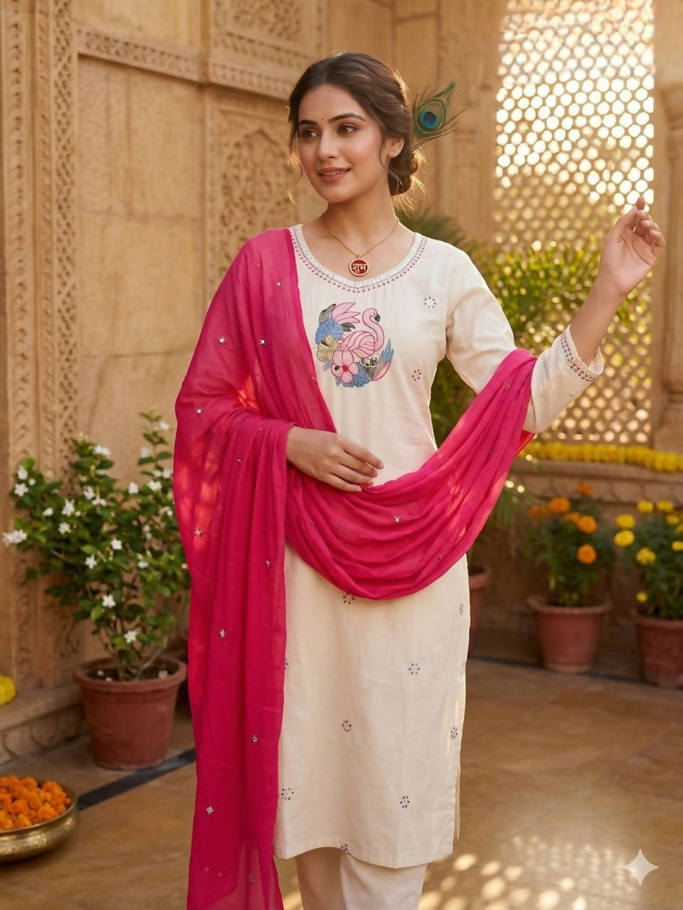 Teeya Creation New Trendy Fancy Premium Kurta Set - Cream | Grocsy