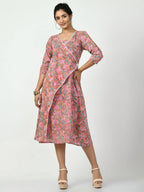 Myshka Women's Multi Floral Printed A-Line Dress | Grocsy