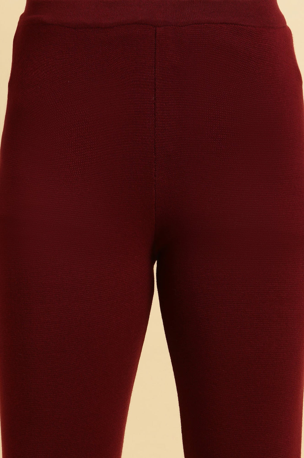 W for Woman Maroon Solid Fit And Flare Pants | Grocsy