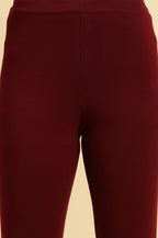 W for Woman Maroon Solid Fit And Flare Pants | Grocsy