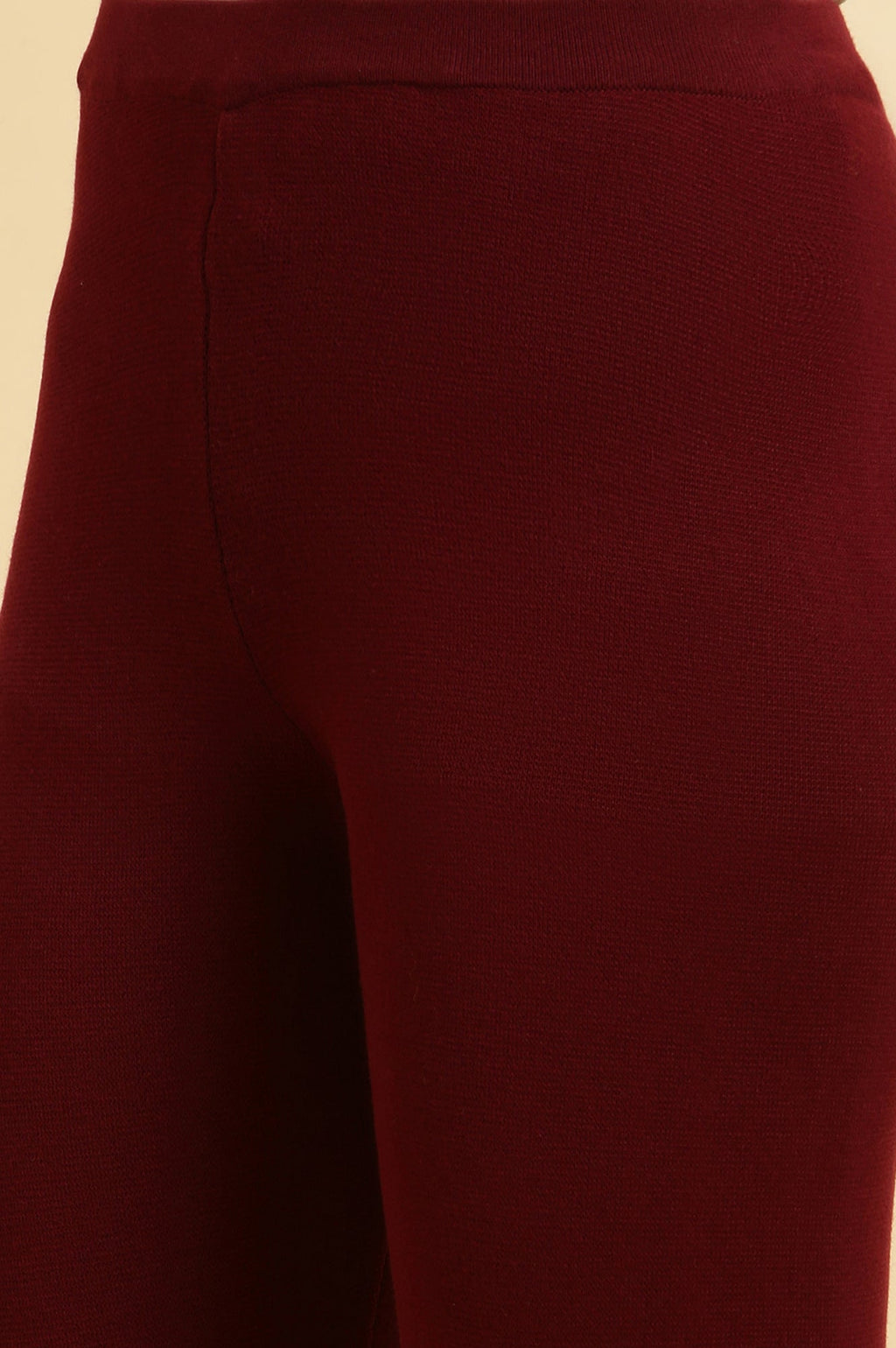 W for Woman Maroon Solid Fit And Flare Pants | Grocsy