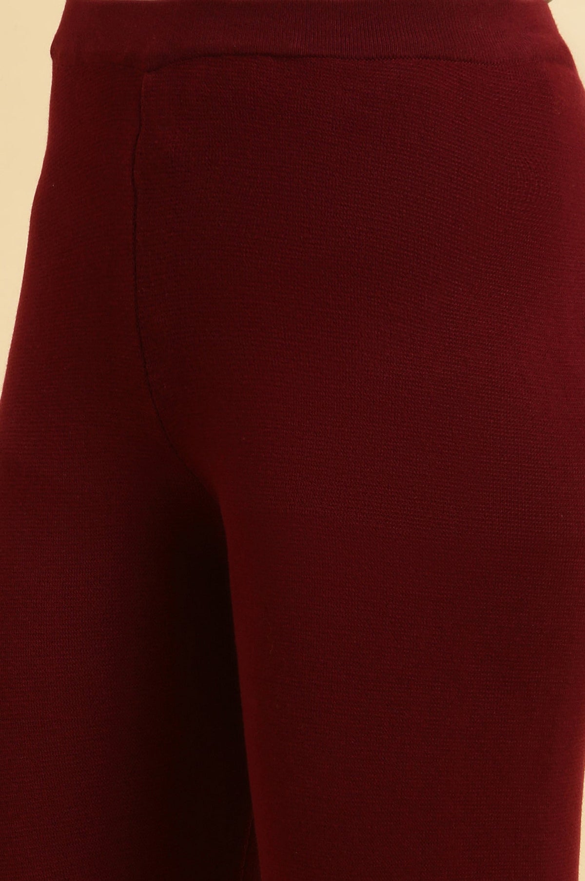 W for Woman Maroon Solid Fit And Flare Pants | Grocsy