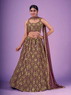 Myra Lilac Georgette Embroidered Designer Lehenga | Grocsy