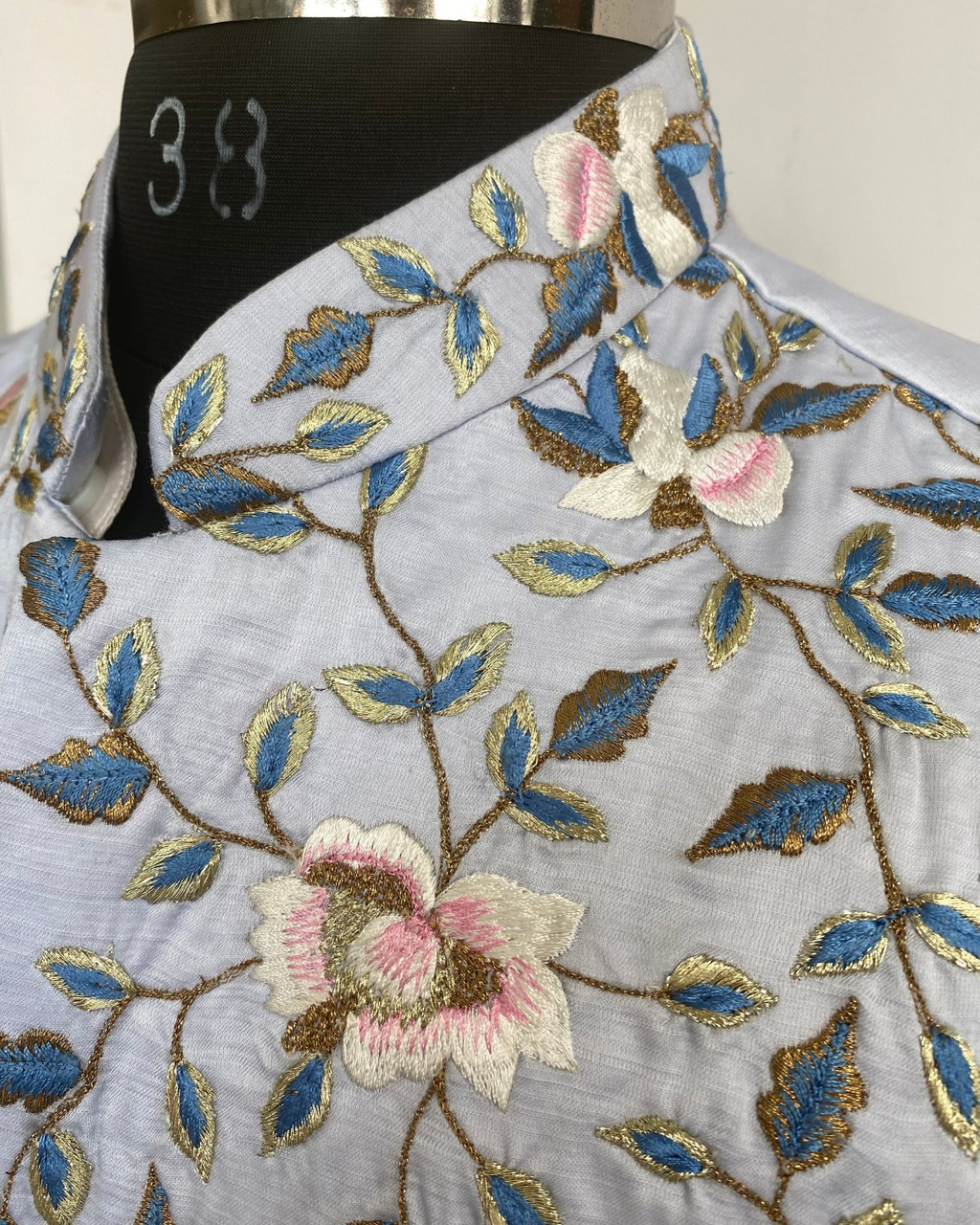 Powder Blue Designer Men's Nehru Jacket by Hilo Design | Grocsy