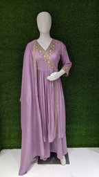 Anaita Purple Anarkali Readymade Suit with Embroidery Work | Grocsy
